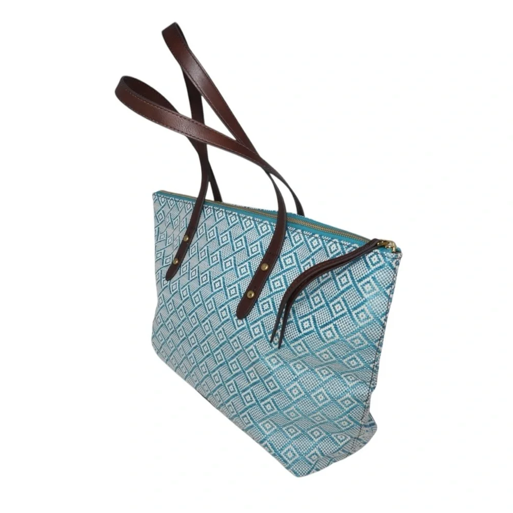 Fossil Blue and Brown Jenna Tote Bag - Picture 4 of 9